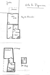 location gite le pigeonnier, plan du logement avec jardinb terrasse
